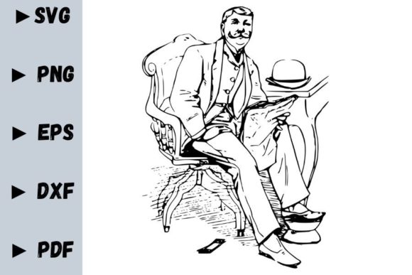 Download Man Reading the Newspaper SVG - Premium Resources