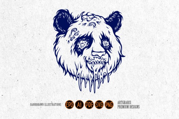 Download Panda Head Monster Black and White Svg - Black and white svg Collection