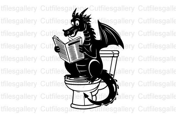 Download Dragon Sitting in Bathroom SVG - Premium Bundle
